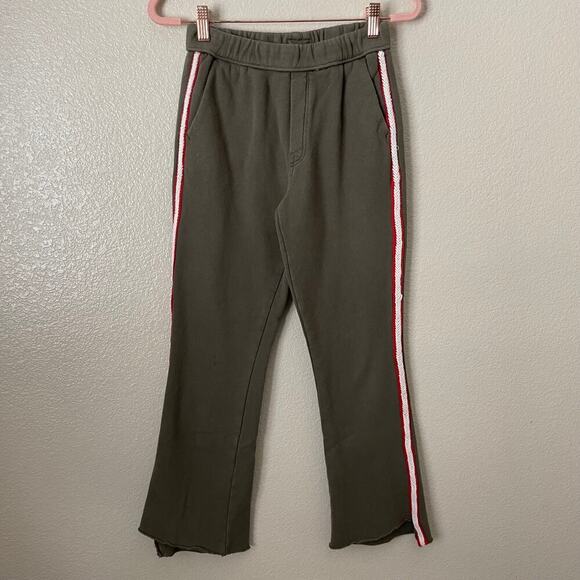 Mother Pants Womens XS Green The lounger Inside Crop Step Fray Stripe Sweatpants - Picture 3 of 14